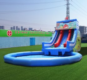 Pool2-714 Раздувной бассейн для Angry Birds с водным скольжением