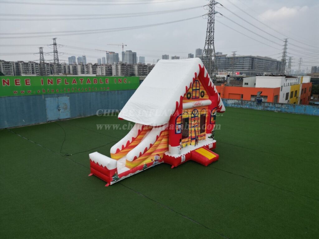 T2-4182 22Ft Christmas Bounce House Combo With Slide