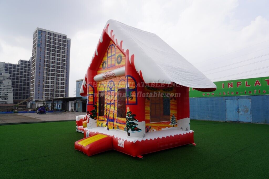 T2-4182 22Ft Christmas Bounce House Combo With Slide