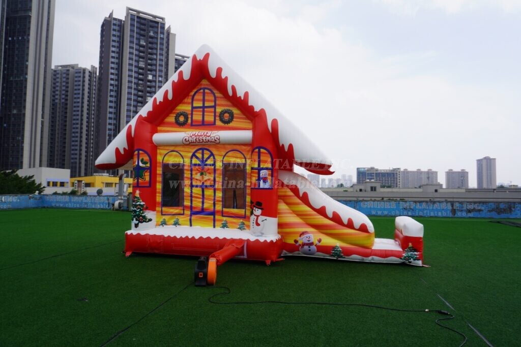 T2-4182 22Ft Christmas Bounce House Combo With Slide