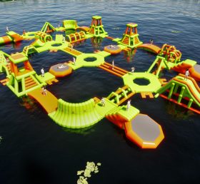 S194 Аквапарк аквапарк зеленый раздувной водный остров
