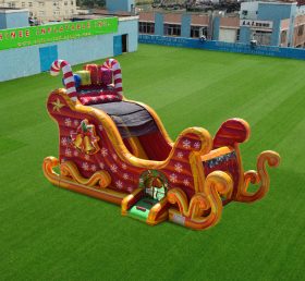 T8-4552 Комбинированный домик-качалка на санях Санта-Клауса и горка