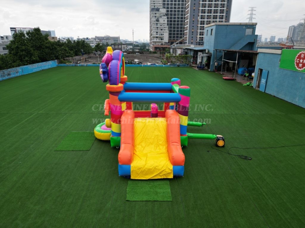 T2-4565B Rainbow Candy  Bouncy Castle With Slide