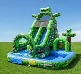 T8-8487 Надувная водная горка в стиле Minecraft