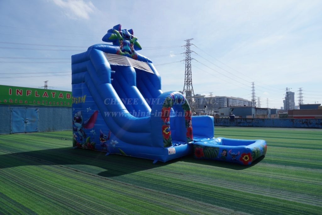 T8-8466B  Lilo & Stitch Inflatable Water Slide with Splash Pool