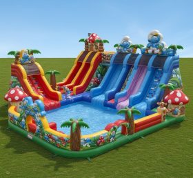 Pool3-403 Водный парк с бассейном в стиле Смурфиков