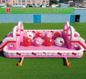 T11-4751G Надувная полоса препятствий с большими шарами в стиле Hello Kitty