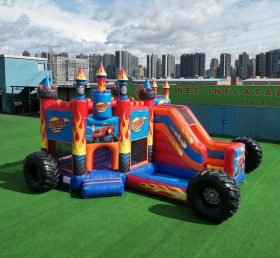 T2-8779 Батут в стиле Blaze Monster с горкой и бассейном