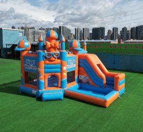 T2-8781 Батут в тематике Blippi Wonders с горкой и бассейном
