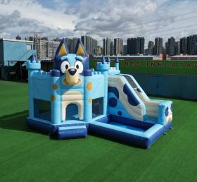 T2-8782 Батут с горкой и бассейном в стиле Bluey