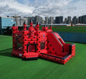 T2-8809 Батут в стиле Леди Баг с горкой и бассейном