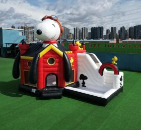 T2-8833 Батутный замок в стиле Снупи с горкой и бассейном