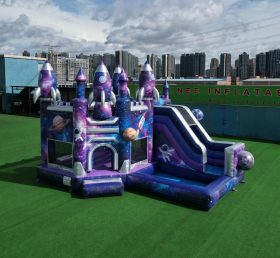 T2-8835 Батут с космической тематикой с горкой и бассейном