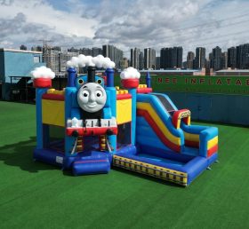 T2-8849 Батут в стиле «Томас и друзья» с горкой и бассейном