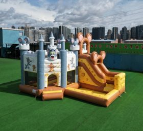 T2-8853 Батут в тематике Тома и Джерри с горкой и бассейном