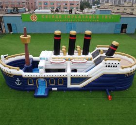 T2-8930 Батут в стиле «Титаник» с горкой