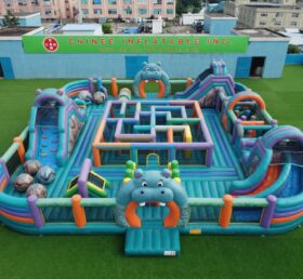 GF3-1467 Игровая площадка с надувной горкой в стиле бегемота
