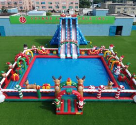 Pool3-862 Водный парк с бассейном в рождественской тематике