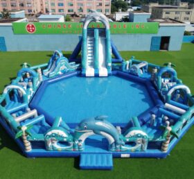 Pool3-866 Надувной водный парк с дельфиньей тематикой
