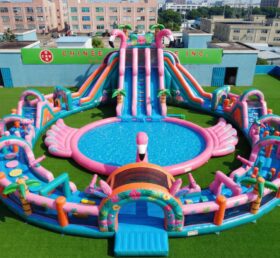 Pool3-872 Водный парк с надувным бассейном в стиле фламинго