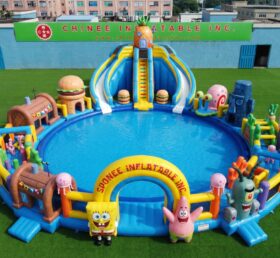 Pool3-908 Надувной водный парк с тематикой Спанч Боба